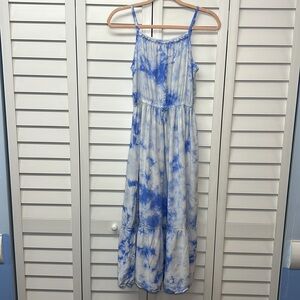 Cat & Jack Tie Dye Maxi Dress Size Large (Girls 10/12) Blue & White